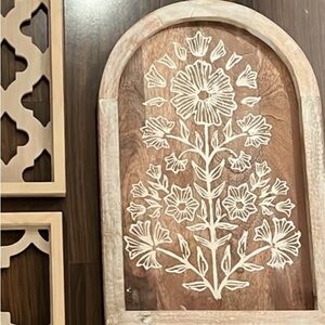 Wooden Wall Art Set with Floral Design